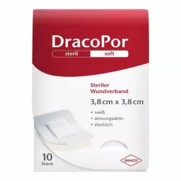 DRACOPOR Opatrunek na rany 3,8x3,8 cm jałowy, 10 szt