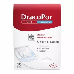 DRACOPOR opatrunek wodoodporny na rany 3,8x3,8 cm jałowy, 10 szt