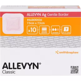 ALLEVYN Ag Gentle Borders 7,5x7,5 cm Stowarzyszenie ran, 10 szt