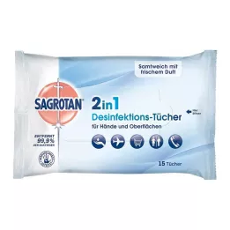 SAGROTAN Chusteczki dezynfekujące 2w1, 15 szt