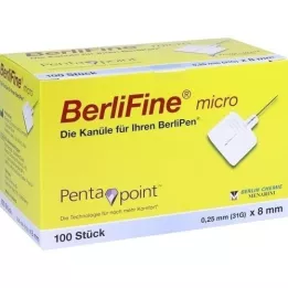 BERLIFINE Micro kaniula 0,25 x8 mm, 100 szt