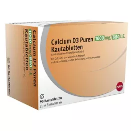 CALCIUM D3 Puren 1000 mg/880 I.E. tabletki do żucia, 90 szt