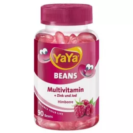 YAYA BEANS Tabletki do żucia z cynkiem i jodem o smaku malinowym, 90 szt