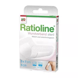 RATIOLINE Opatrunek na ranę 7x5 cm jałowy, 5 szt