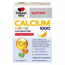 DOPPELHERZ Tabletki do żucia z systemem Calcium 1000+D3+K2, 60 szt