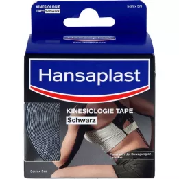 HANSAPLAST Taśma do kinezyterapii sportowej 5 cm x 5 m czarna, 1 szt
