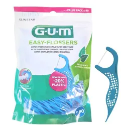 GUM Nić dentystyczna Easy-Flossers w zestawie uchwyt, 90 sztuk