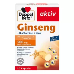 DOPPELHERZ żeń-szeń 250+B-witamina+kapsułki cynkowe, 30 szt