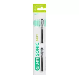 GUM SONIC DAILY Zastępcza szczotka na czarno, 2 szt