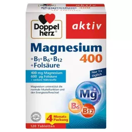 DOPPELHERZ Magnez 400+B1+B6+B12+Kwas foliowy tabletki, 120 szt