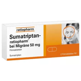 SUMATRIPTAN-ratiopharm na migrenę 50 mg tabletki powlekane, 2 szt