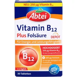 Abtei Witamina B12 plus tabletki z magazynami foliowymi, 30 szt