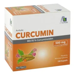 Kurkumina 500 mg 95% kurkuminoidów + piperyna w kapsułkach, 180 szt