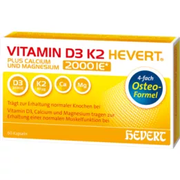 VITAMIN D3 K2 Hevert plus Ca Mg 2000 IU/2 kapsułki, 60 szt