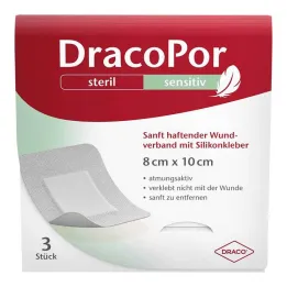 Dracopor Sensitive 8x10 cm sterylny z klejem silikonowym, 3 szt