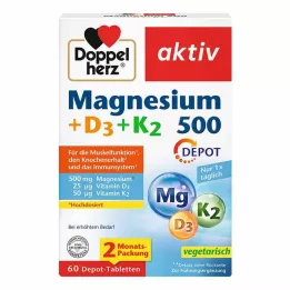 DOPPELHERZ Tabletki Magnez 500+D3+K2 Depot, 60 szt