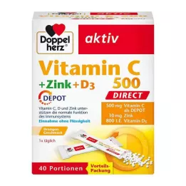 DOPPELHERZ Witamina C 500+Cynk+D3 Depot DIRECT Pel., 40 szt