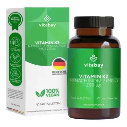 Witamina K2 200 µg MK-7 wegańskich tabletek, 240 szt