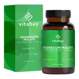 Jabłczan Magnezu 1000 mg wegańskie tabletki wysokodawkowe, 180 szt