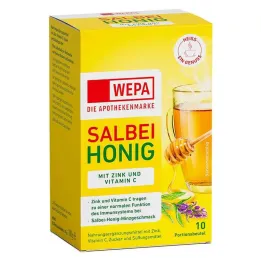 Szałwia Wepa + miód + witamina C + cynk w proszku, 10X10 g