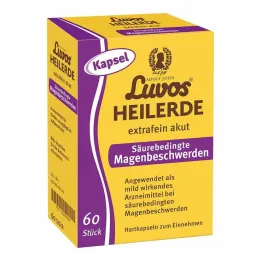 Luvos Glinka lecznicza, bardzo delikatne kapsułki na ostre problemy żołądkowe związane z kwasami, 60 sztuk