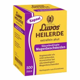 Luvos Glinka lecznicza, bardzo delikatne kapsułki na ostre problemy żołądkowe związane z kwasami, 100 sztuk