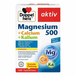Doppelherz Magnez 500 + Wapń + Potas tabletki, 100 sztuk