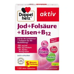 Doppelherz Jod + kwas foliowy + żelazo + tabletki B12, 150 szt