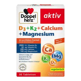 Doppelherz D3 + K2 + Wapń + Magnez tabletki, 30 szt