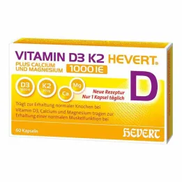 Witamina D3 K2 Hevert + Wapń i Magnez 1000 IE kapsułek, 60 szt