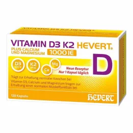 Witamina D3 K2 Hevert + Wapń i Magnez 1000 IE kapsułek, 120 sztuk