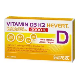 Witamina D3 K2 Hevert + Wapń i Magnez 4000 IE kapsułki, 60 szt