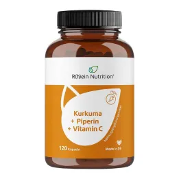 Kurkuma 95% Kurkumina + Piperyna + Witamina C wegańskie kapsułki, 120 szt