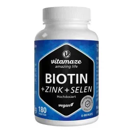 Biotyna 10 mg wysoka dawka + cynk + selen w tabletkach, 180 szt