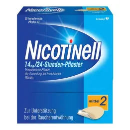 NICOTINELL Plastry nikotynowe 14 mg / 24h, średnia moc plastra (2), 30 szt